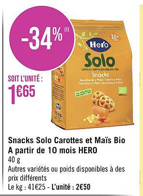 snacks solo carottes et maïs bio à partir de 10 mois hero