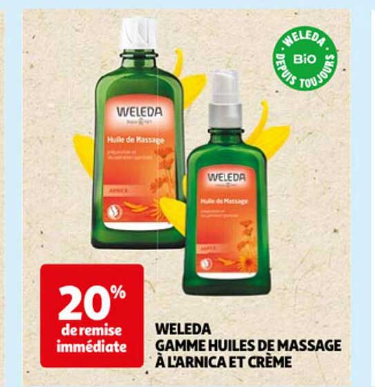 weleda gamme huiles de massage à l'arnica et crème