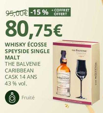 whisky écosse speyside single malt the balvenie caribbean cask 14 ans 43% vol.