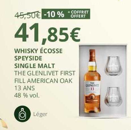 whisky écosse speyside single malt the glenlivet first fill american oak 13 ans 48% vol.