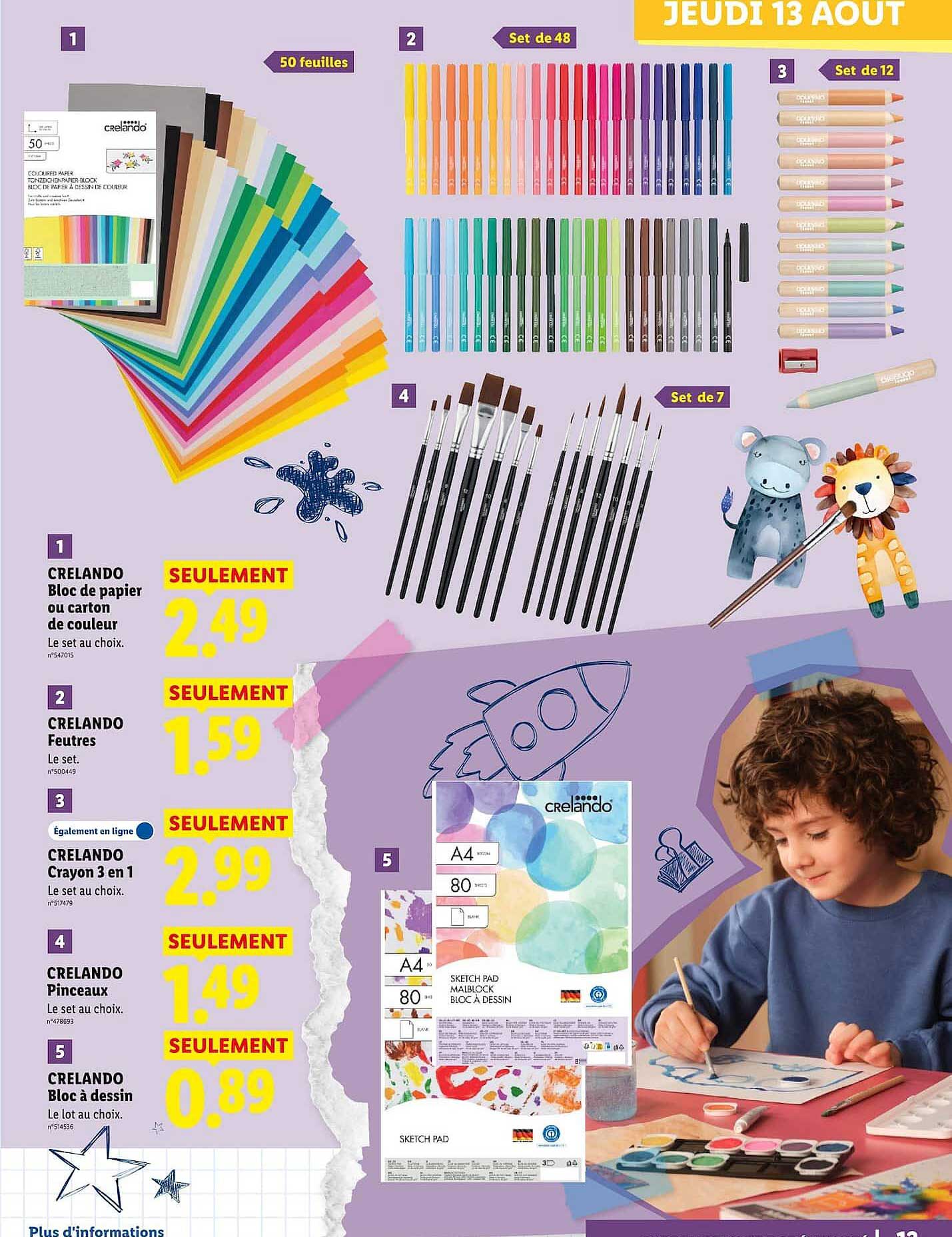CRELANDO Bloc de papier ou carton de couleur