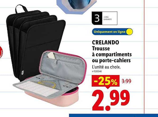 CRELANDO Trousse à compartiments ou porte-cahiers