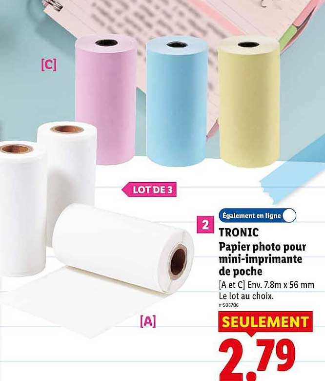 TRONIC Papier photo pour mini-imprimante de poche