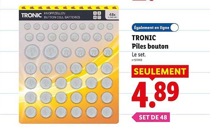 TRONIC Piles bouton