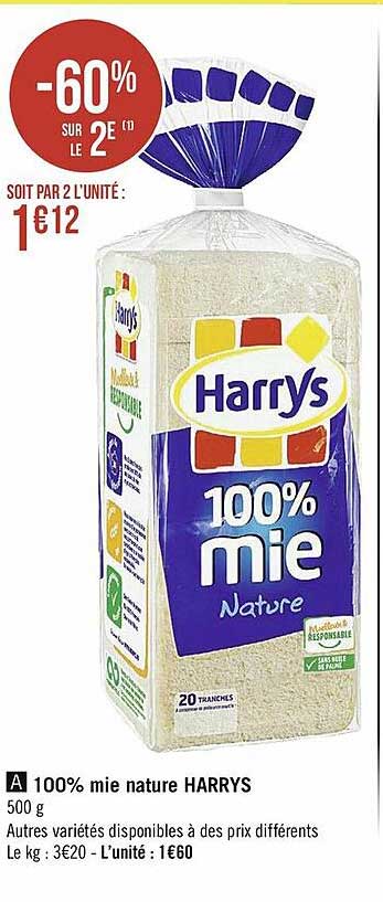 100% Mie Nature Harrys -60% Sur Le 2e
