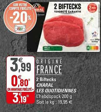 2 biftecks charal les quotidiennes