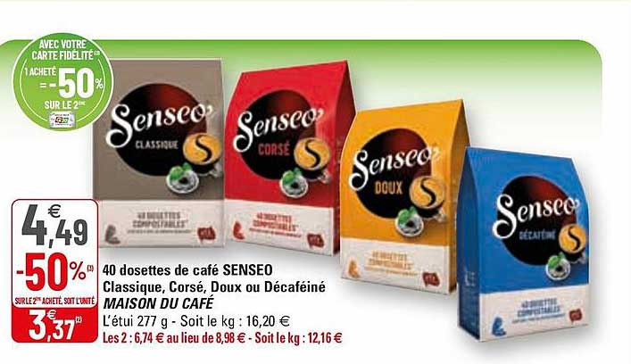 40 Dosettes De Café Senseo Classique, Corsé, Doux Ou Décaféiné Maison Du Café