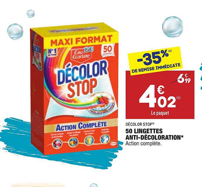 50 lingettes anti-décoloration décolor stop