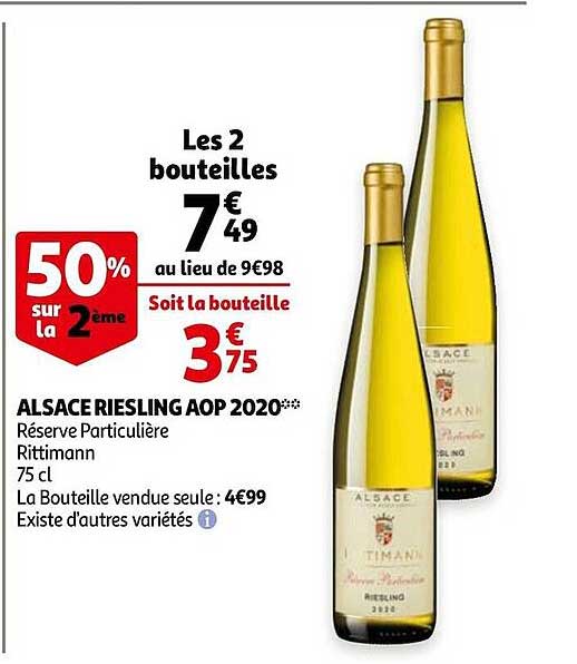 Alsace Riesling Aop 2020 Rittimann 50% Sur La 2ème