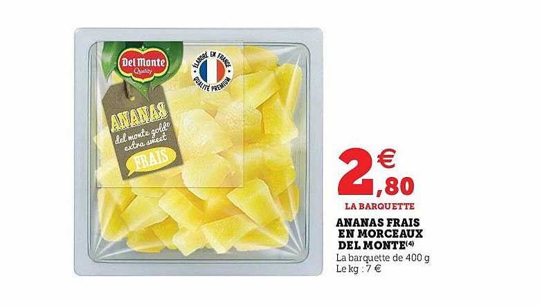 ananas frais en morceaux del monte