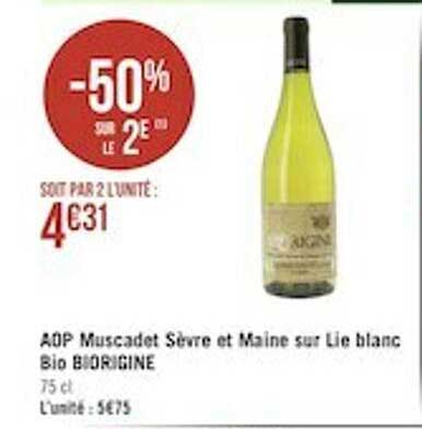 Aop Muscadet Sèvre Et Maine Sur Lie Blanc Bio Biorigine