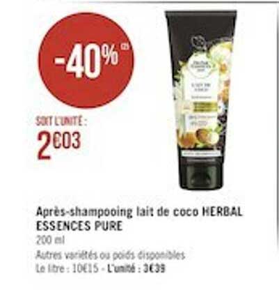 après-shampooing lait de coco herbal essences pure