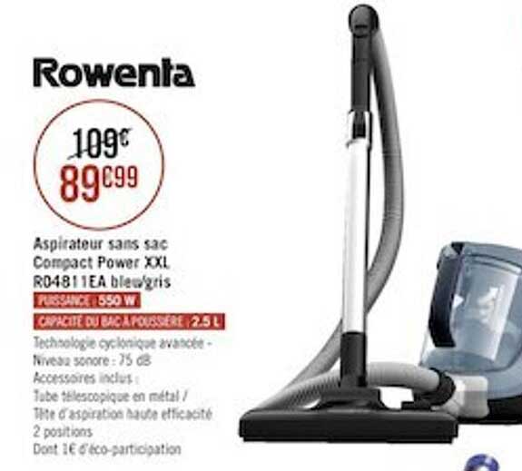 Aspirateur Sans Sac Compact Power Xxl Ro481 1ea Bleu-gris Rowenta