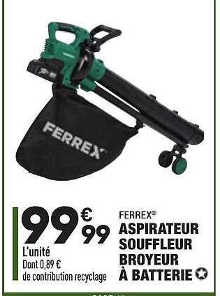 Aspirateur Souffleur Broyeur à Batterie Ferrex