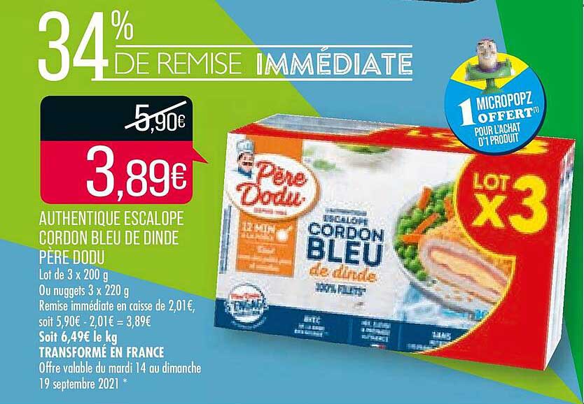 authentique escalope cordon bleu de dinde père dodu