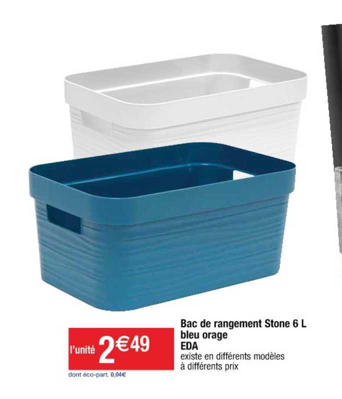 Bac De Rangement Stone 6 L Bleu Orage Eda