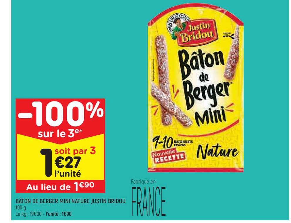 bâton de berger mini nature justin bridou