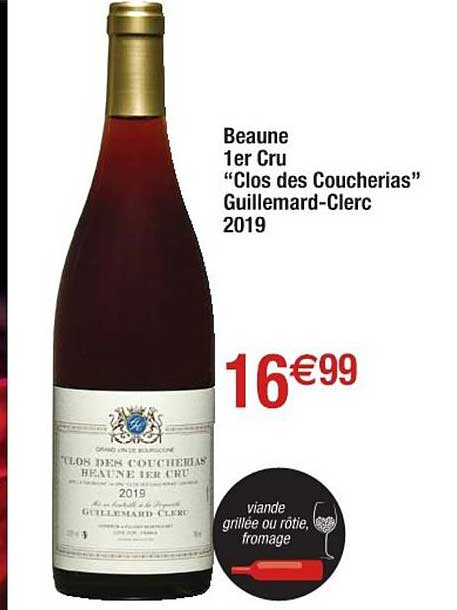 beaune 1er cru "clos des coucherias" guillemard-clerc 2019