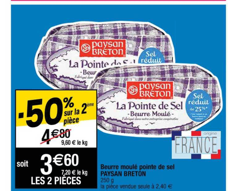 beurre moulé pointe de sel paysan breton