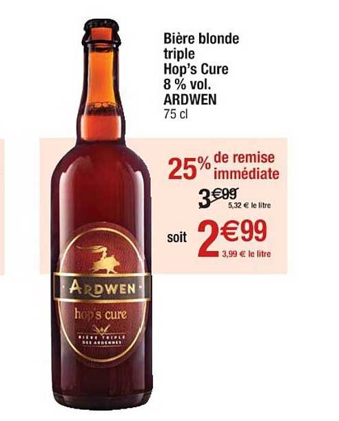 bière blonde triple hop's cure 8% vol. ardwen