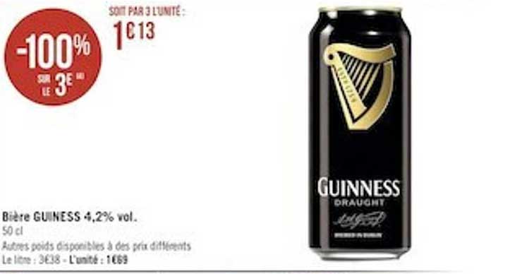 bière guiness 4,2% vol.
