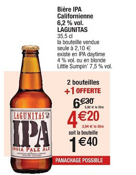 bière ipa califomienne 6.2% vol. lagunitas