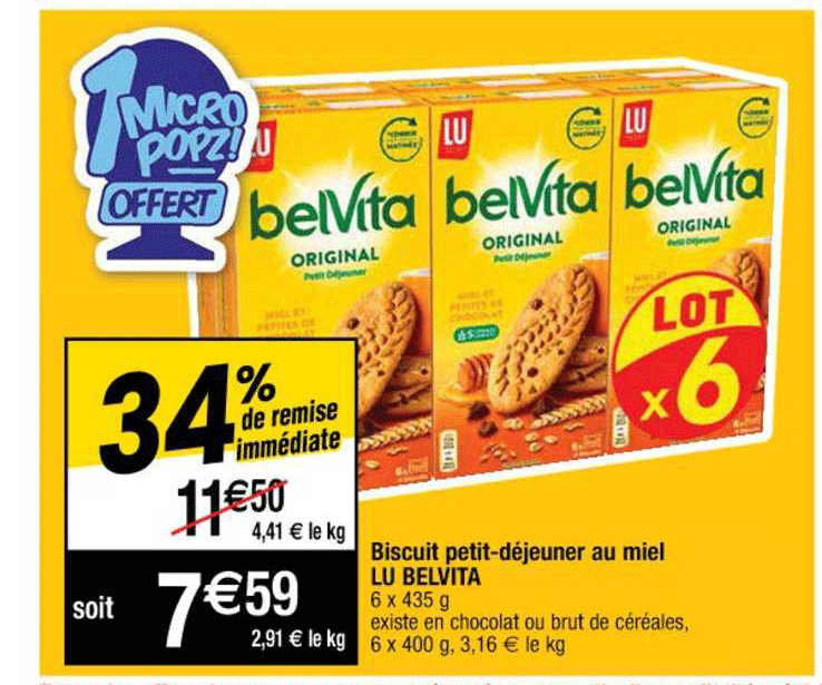 biscuit petit-déjeuner au miel lu belvita