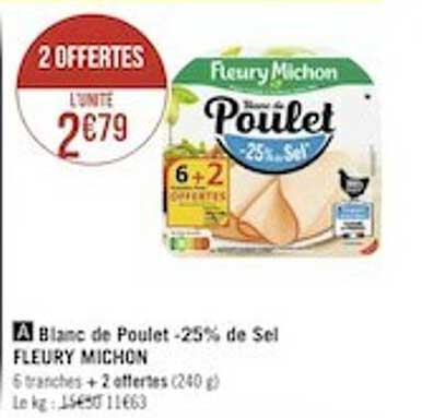 blanc de poulet -25% de sel fleury michon