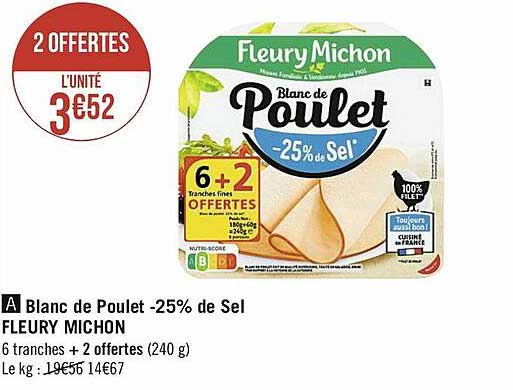blanc de poulet -25% de sel fleury michon
