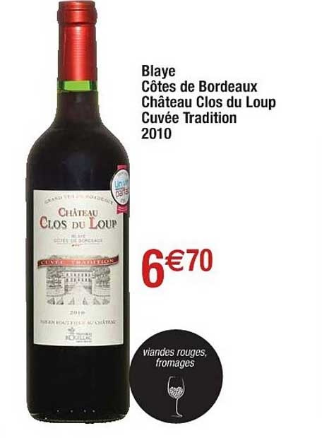 blaye côtes de bordeaux château clos du loup cuvée tradition 2010
