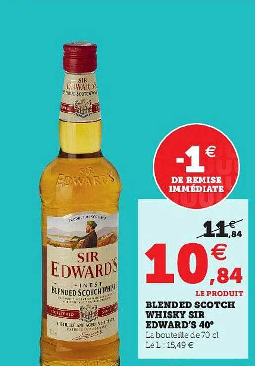 blended scotch whisky sir edward's 40°