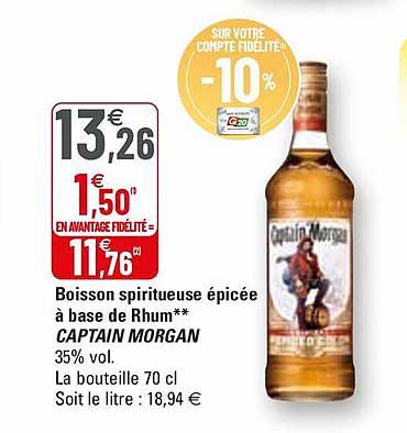 boisson spiritueuse épicée à base de rhum captain morgan