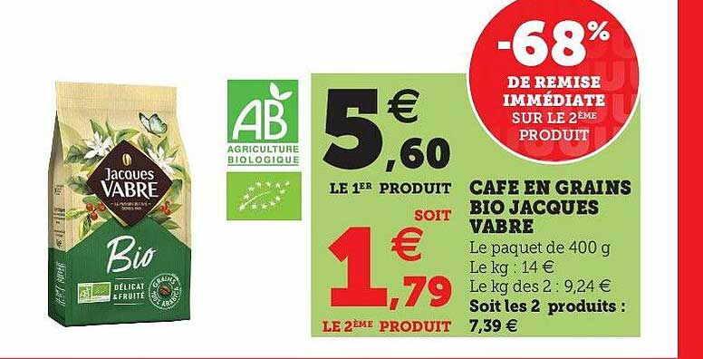 café en grains bio jacques vabre