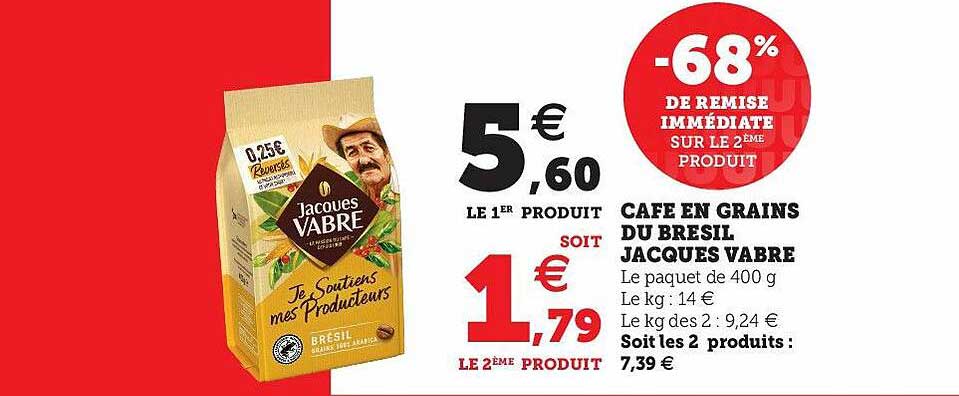 café en grains du bresil jacques vabre