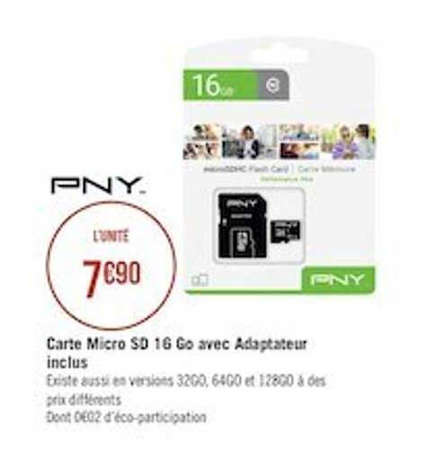 Carte Micro Sd 16go Avec Adaptateur