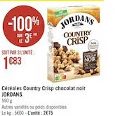Céréales Country Crisp Chocolat Noir Jordans