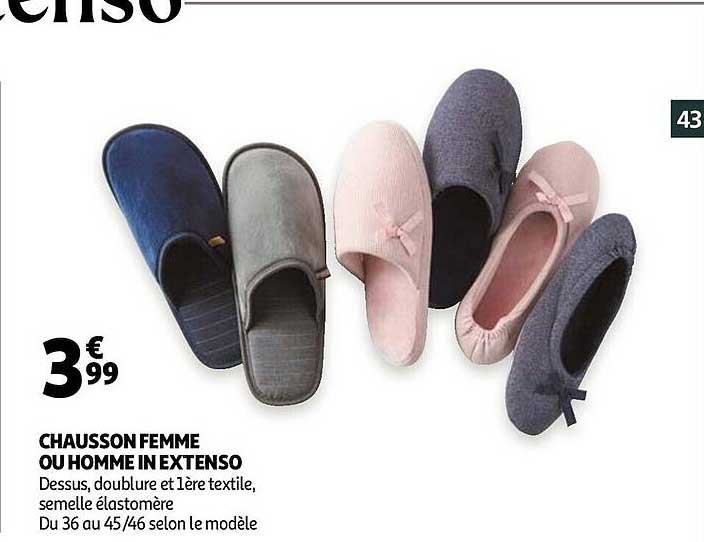 chausson femme ou homme in extenso