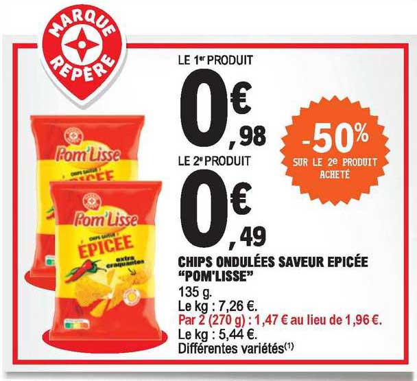 chips ondulées saveur épicée "pom'lisse"