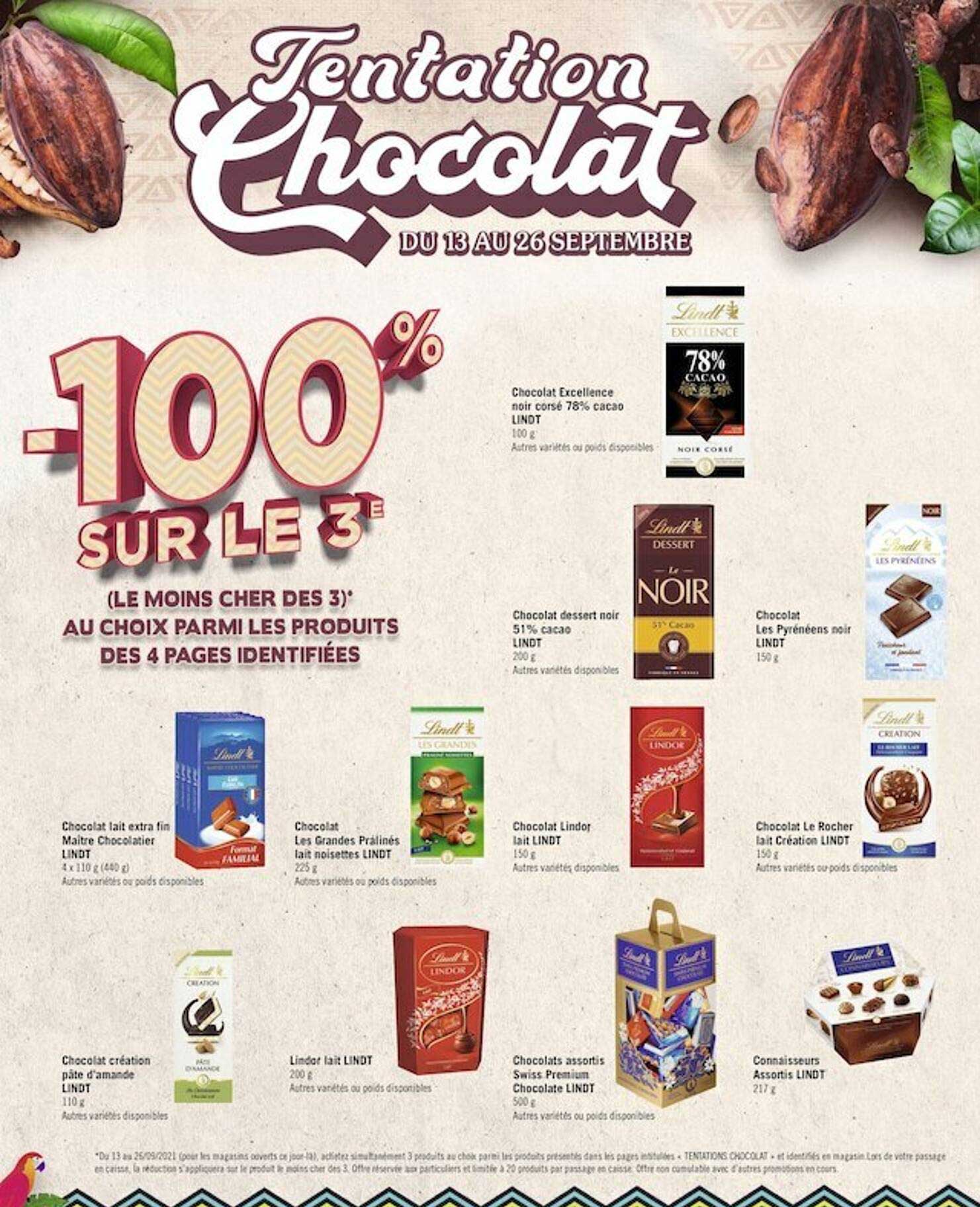 chocolat lait extra fin maître chocolatier lindt, chocolat création pâte d'amande lindt, chocolat les grandes pralinés noisette lindt, lindor lait lindt, chocolat excellence noir corsé 78% cacao lindt