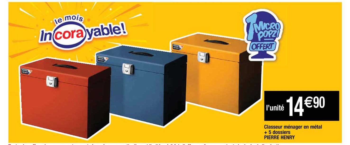 Classeur Ménager En Métal + 5 Dossiers Pierre Henry