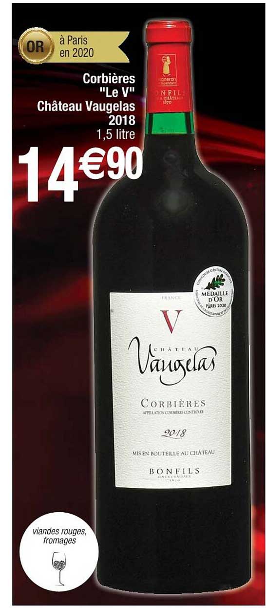 corbières "le v" château vaugelas 2018