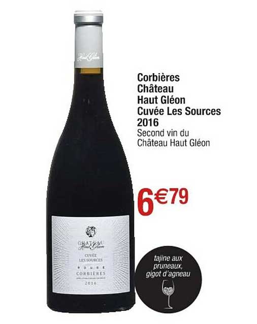 corbières château haut gléon cuvée les sources 2016
