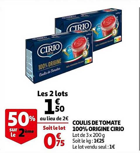 Coulis De Tomate 100% Origine Cirio 50% Sur Le 2ème