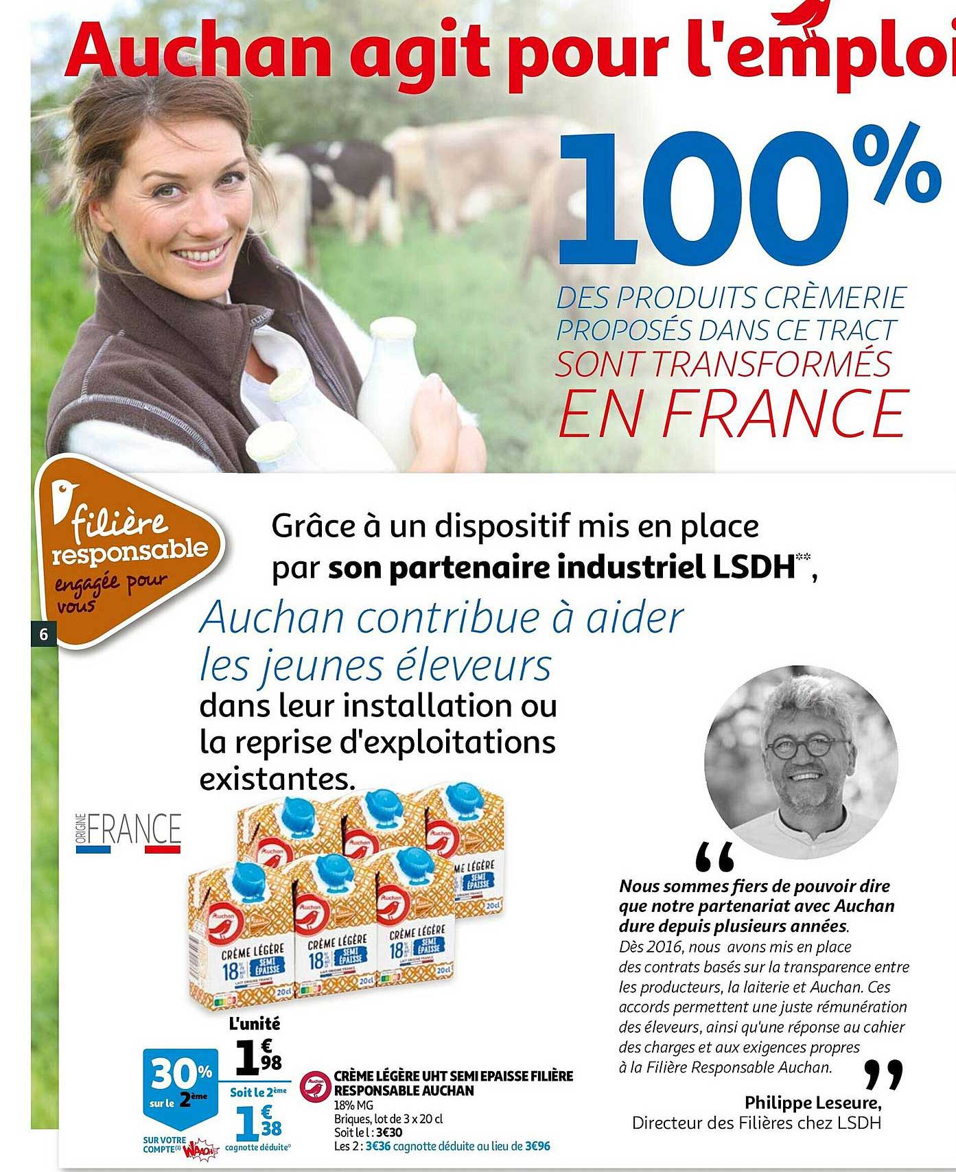 crème légère uht semi épaisse filière responsable auchan