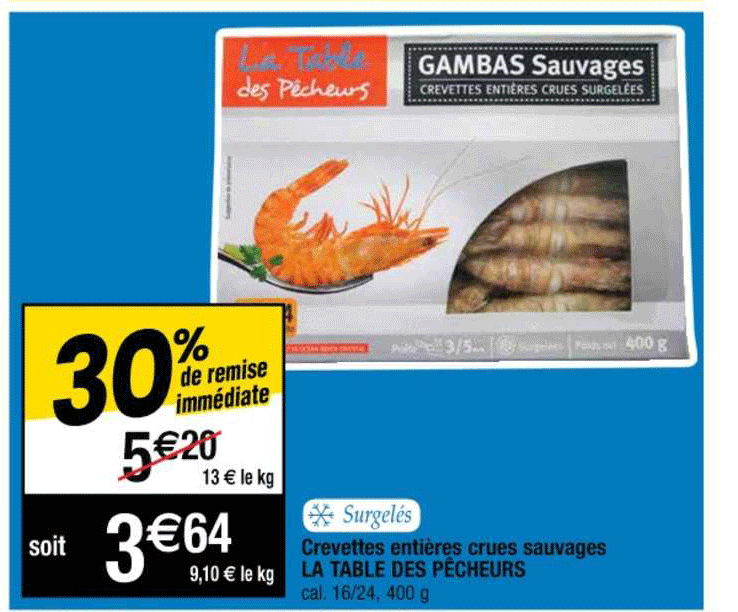 crevettes entières crues sauvages la table des pêcheurs