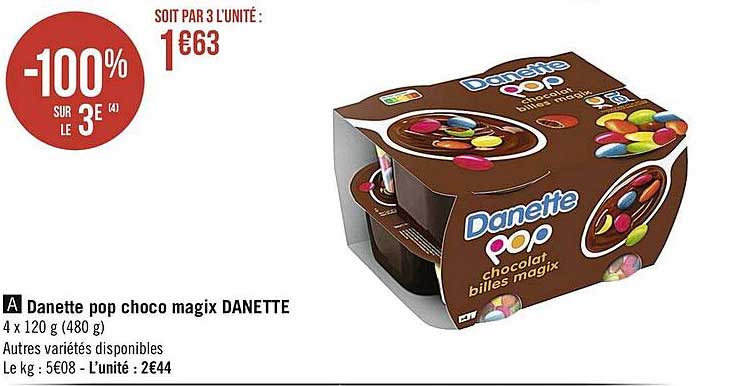 danette pop choco magix danette -100% sur le 3e