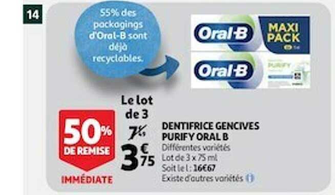 dentifrice gencives purify oral b