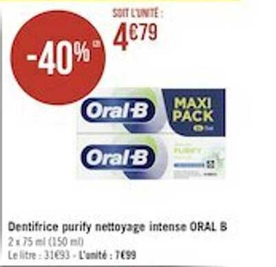 dentifrice purify nettoyage intense oral b