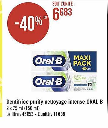 Dentifrice Purify Nettoyage Intense Oral B
