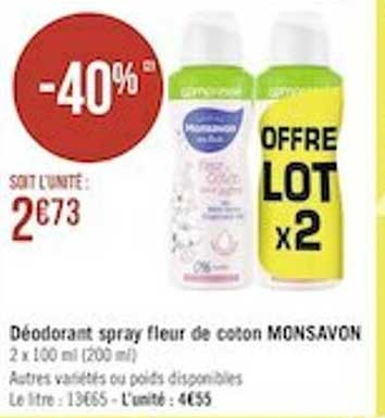 Déodorant Spray Fleur De Coton Monsavon